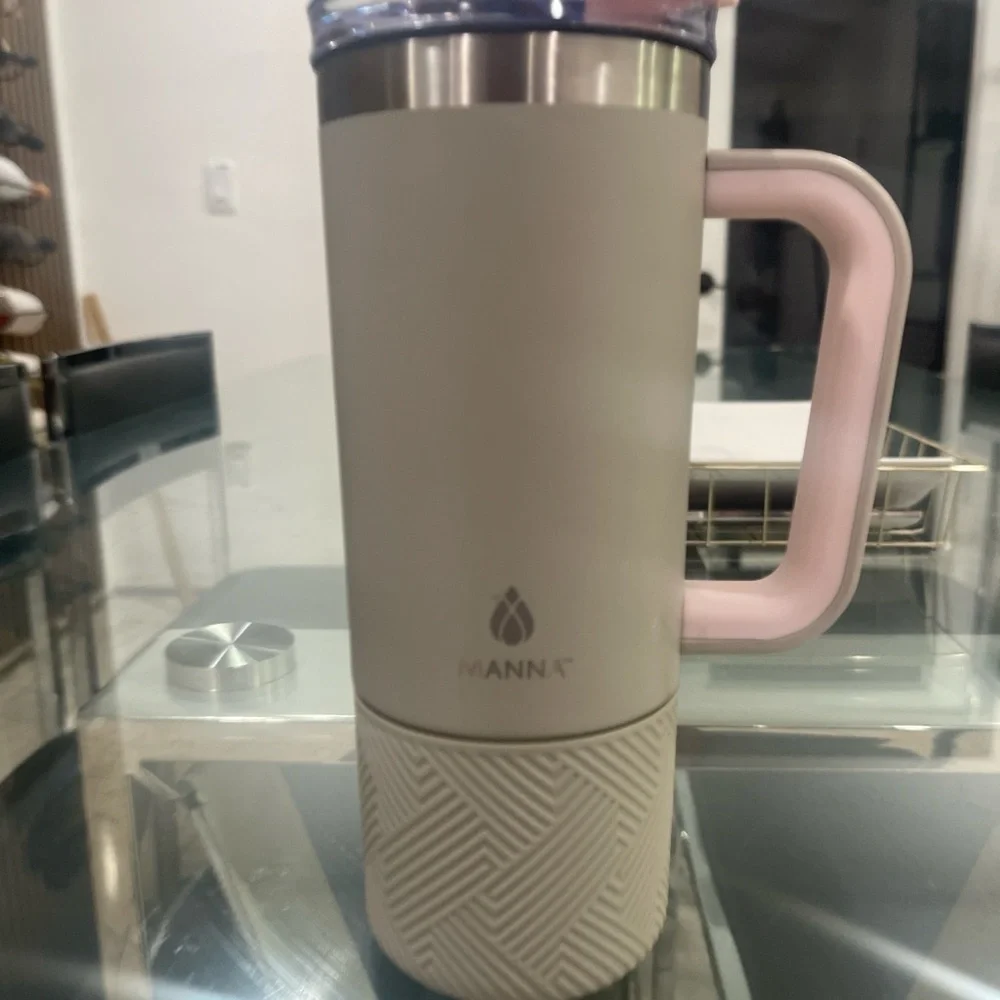 Anna Cream and Pink Insulated Mug - Picture 1 of 6